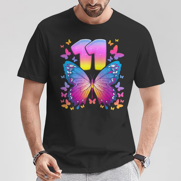 11Th Birthday Girl 11 Years Butterfly Number 11 T-Shirt Lustige Geschenke