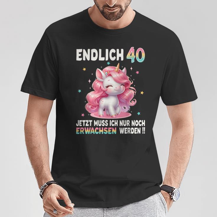 40Th Birthday Woman Party Outfit Unicorn T-Shirt Lustige Geschenke