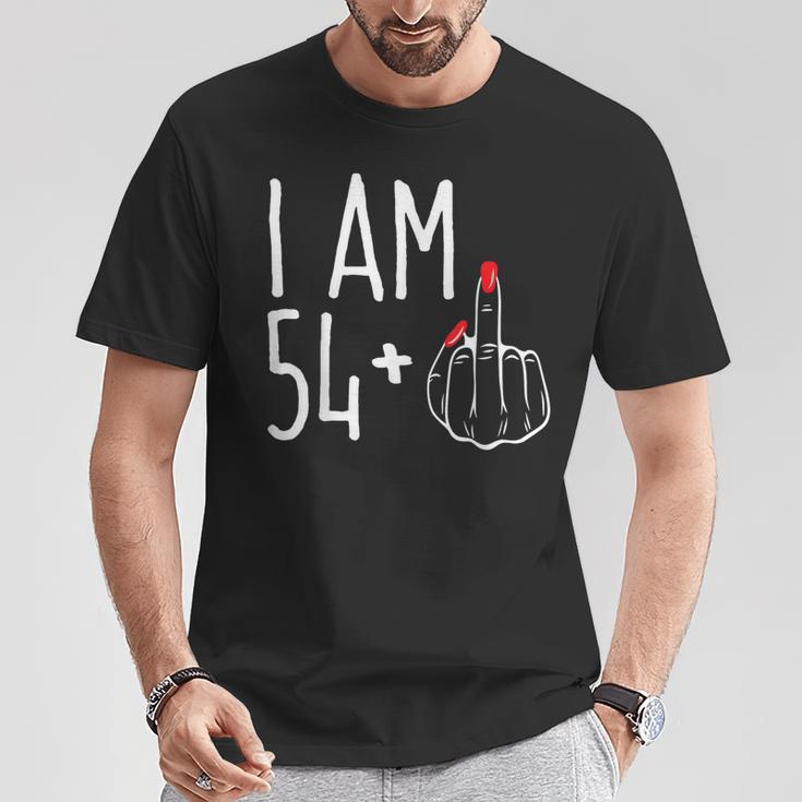 I Am 54 Plus 1 Middle Finger 55Th Women's Birthday T-Shirt Lustige Geschenke