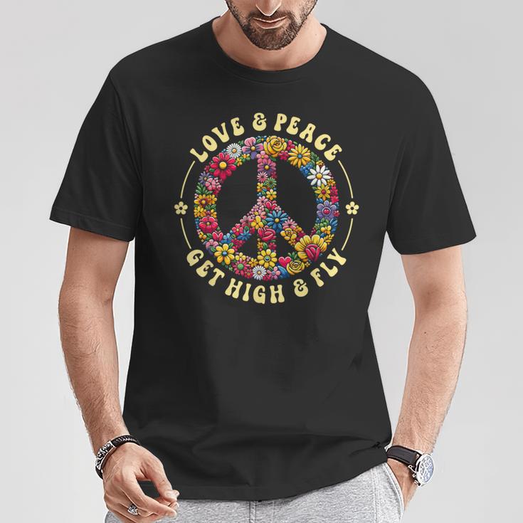 70S Flower Power Love Peace Hippie Costume T-Shirt Lustige Geschenke