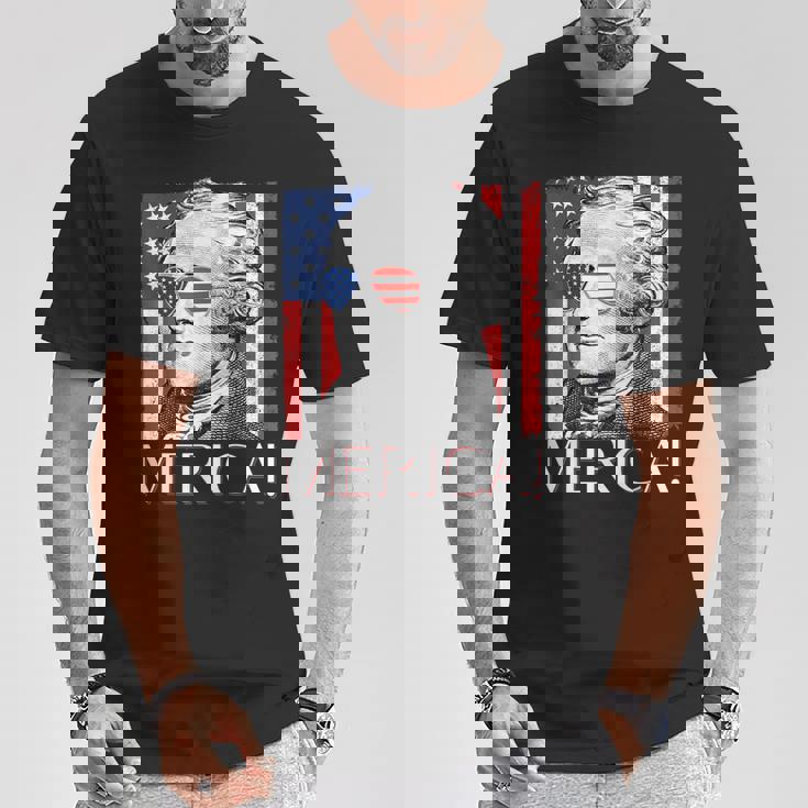 Alexander Hamilton 'Merica Patriot American Flag 4th Of July T-Shirt Unique Gifts
