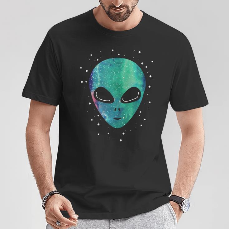 Alien Head Starry Night Sky Fun T-Shirt Lustige Geschenke