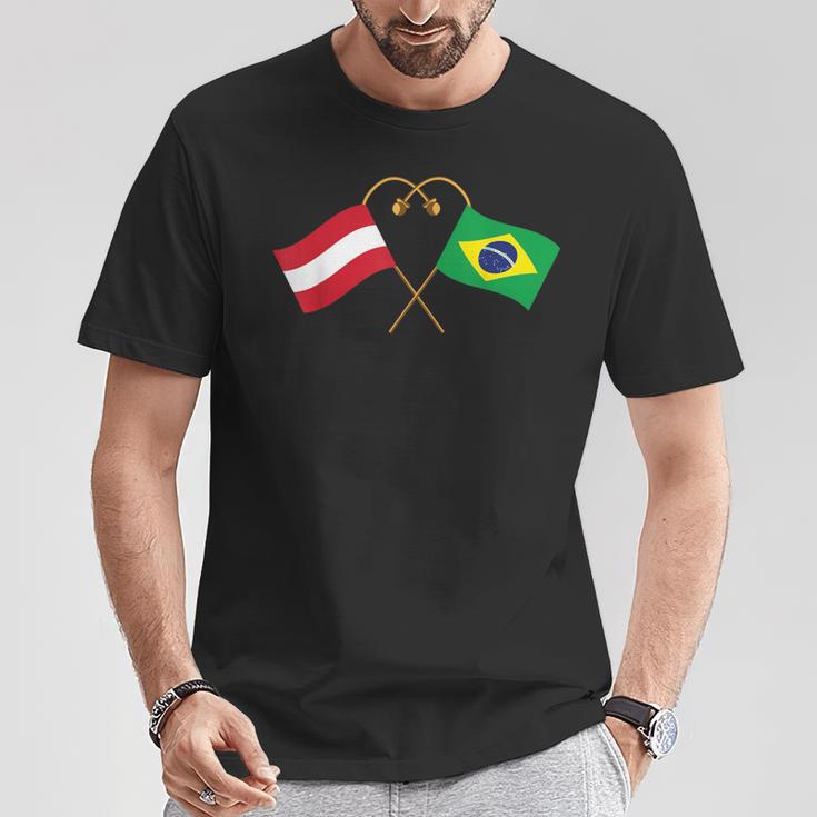 Austria Flag Brazilian Flag Austria Brazil T-Shirt Lustige Geschenke