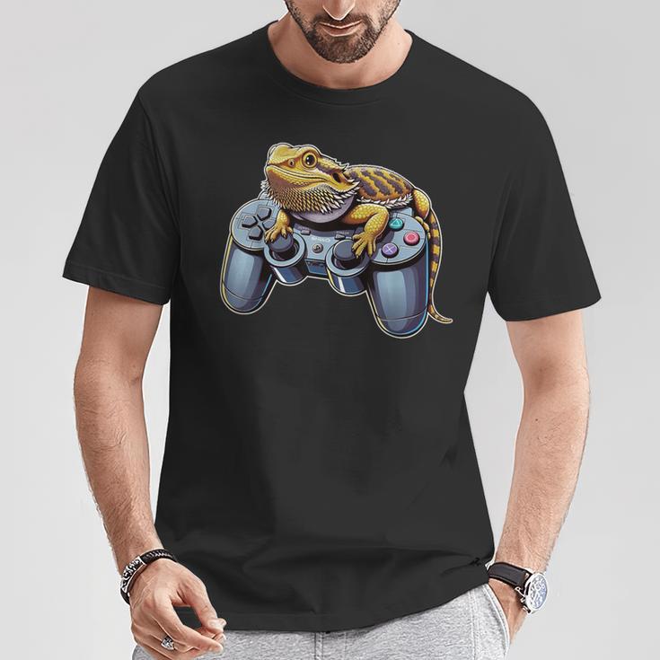 Bearded Dragons Playingideo Game Reptile Pagona Gamers T-Shirt Lustige Geschenke