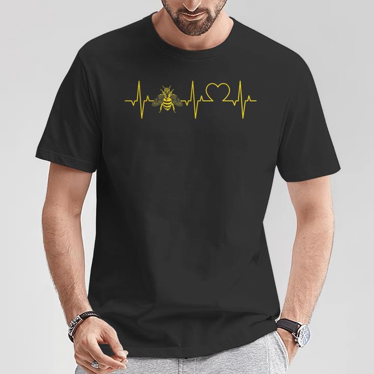 Bee Heartbeat Beekeepers Heart Ecg Beekeeping Honey Bee T-Shirt Lustige Geschenke