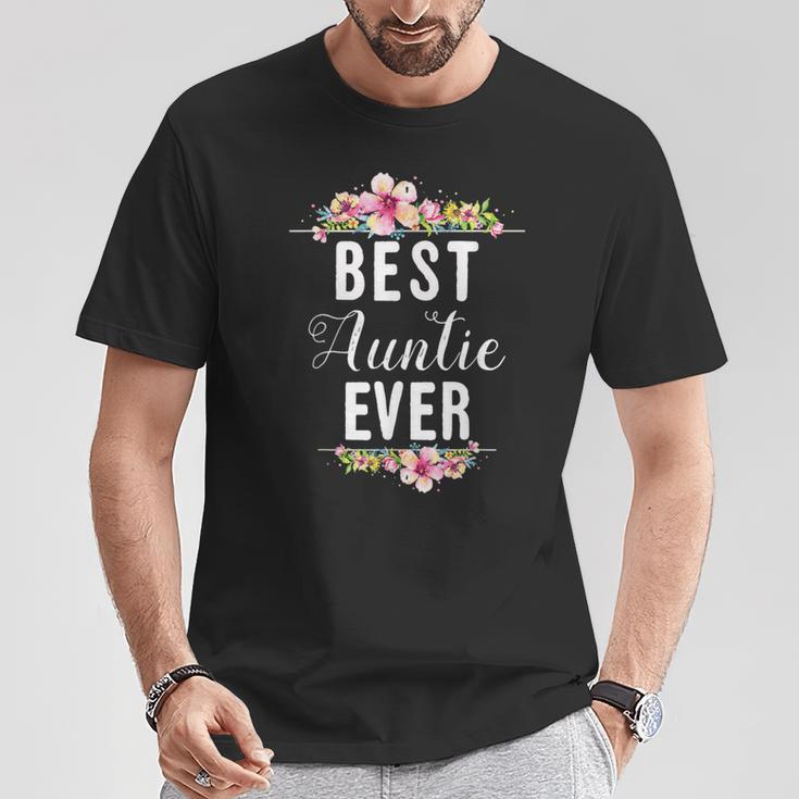 Best Auntie Ever Co Best Auntie Ever Floral Aunt T-Shirt Funny Gifts