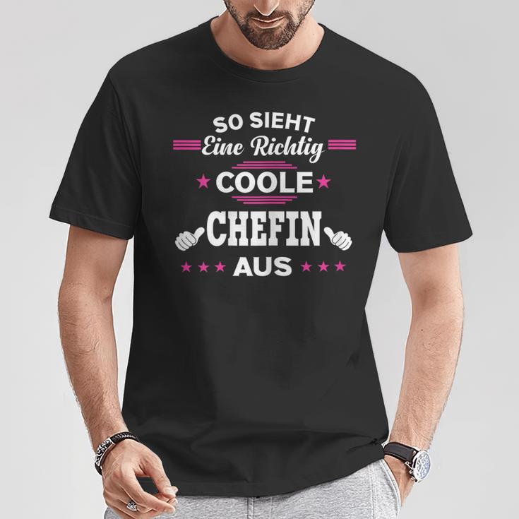 Beste Chefin So Sieht Eine Richtig Coole Chefin German T-Shirt Lustige Geschenke