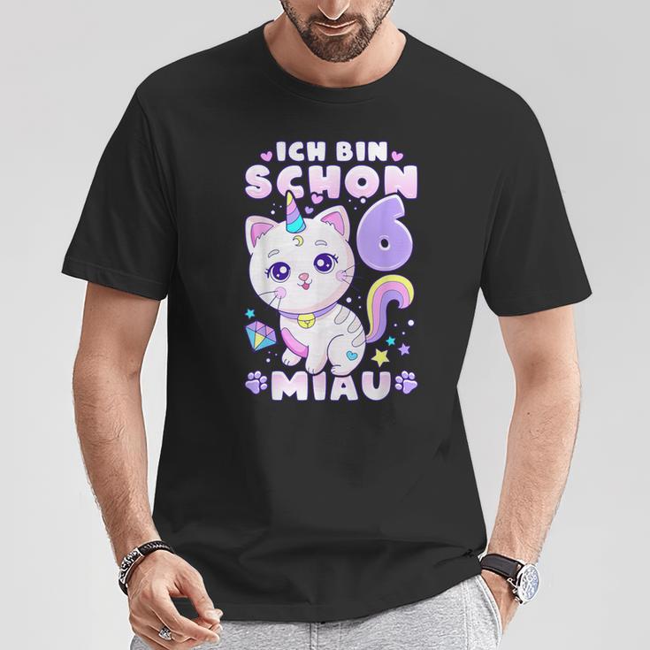 Birthday Girl 6 Years Old Cat Unicorn T-Shirt Lustige Geschenke