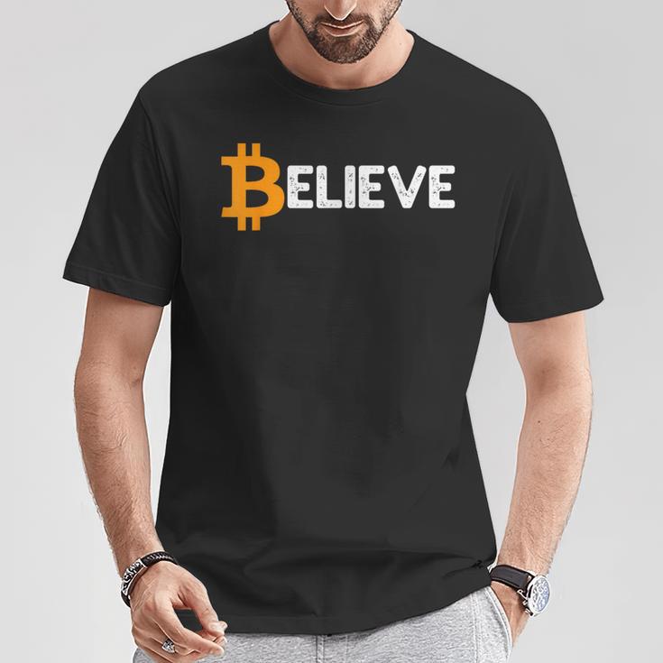 Bitcoin Logo Believeintage Btc Cryptocurrency Trader T-Shirt Lustige Geschenke