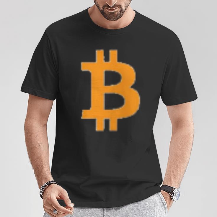 Bitcoin Logo Small Simple Subtle Little Centred T-Shirt Lustige Geschenke