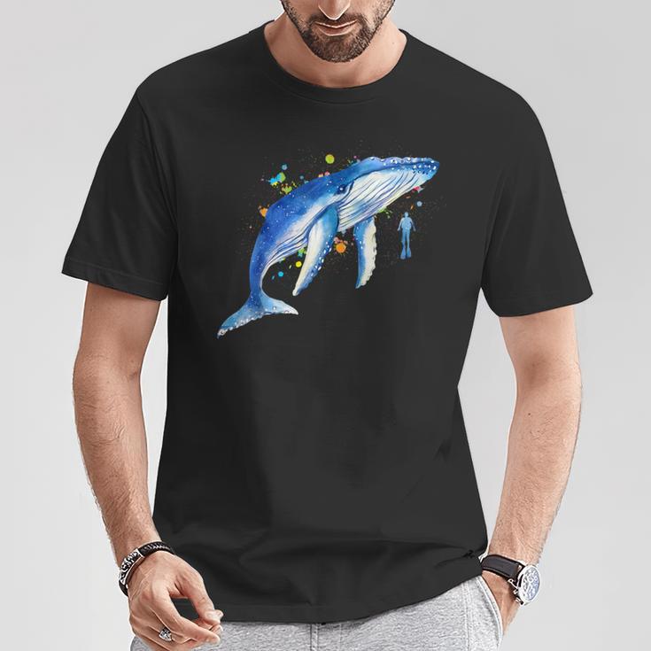 Blue Whale Diver Whale T-Shirt Lustige Geschenke