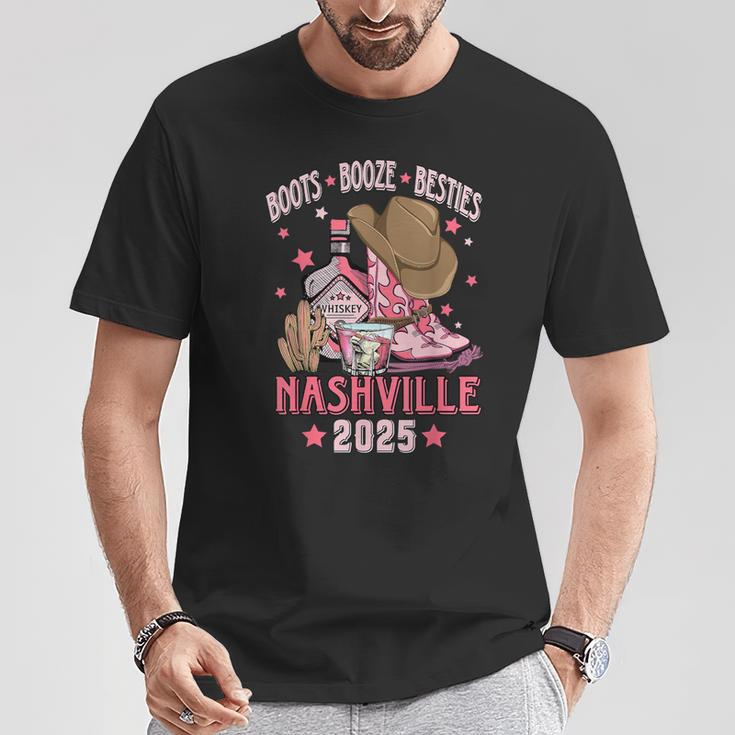 Boots Booze & Besties Nashville 2025 Girls Trip Drinking T-Shirt Funny Gifts