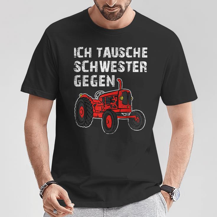 With Brother Siblings Family Tractor Stolzer Bruder T-Shirt Lustige Geschenke