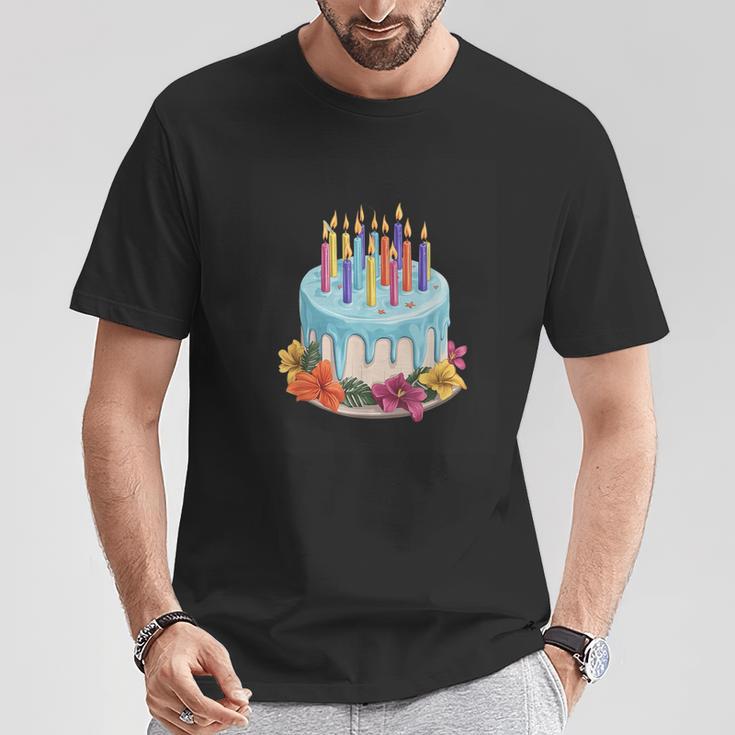 Bunter Geburtstagskuchen Mit Blumen T-Shirt Lustige Geschenke