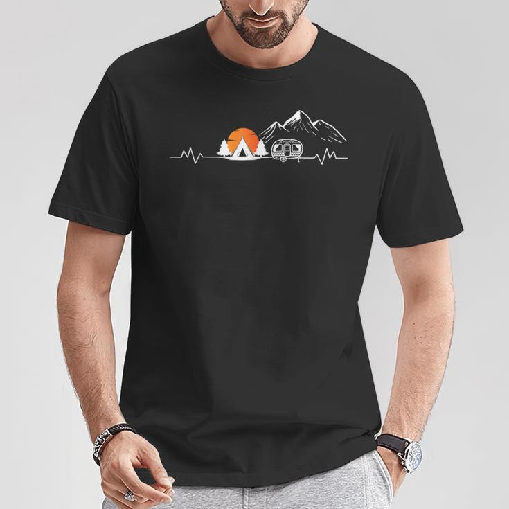 Camping Heartbeat Motorhome Accessories Sayings T-Shirt Lustige Geschenke