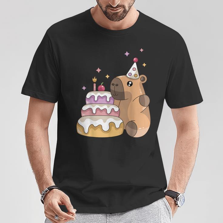 Capybara Cake Happy Birthday Animal Rodent Boy Girl Child T-Shirt Lustige Geschenke