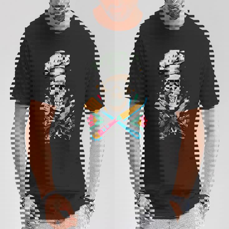 Chef Calavera Cráneo De Cocinero Cráneo De Chef Camiseta unisex Regalos divertidos