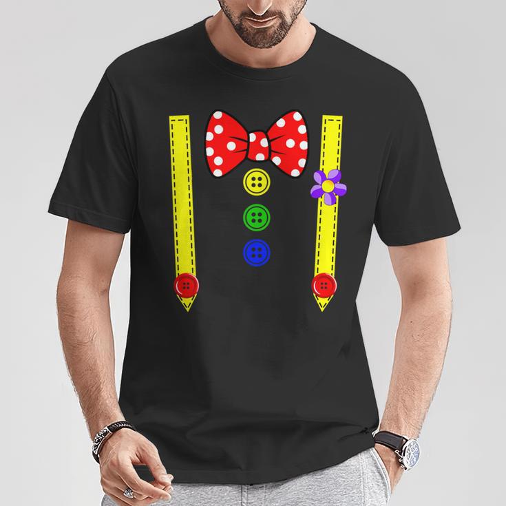 Clown Costume Group Costumes Carnival With Braces Bow Tie T-Shirt Lustige Geschenke