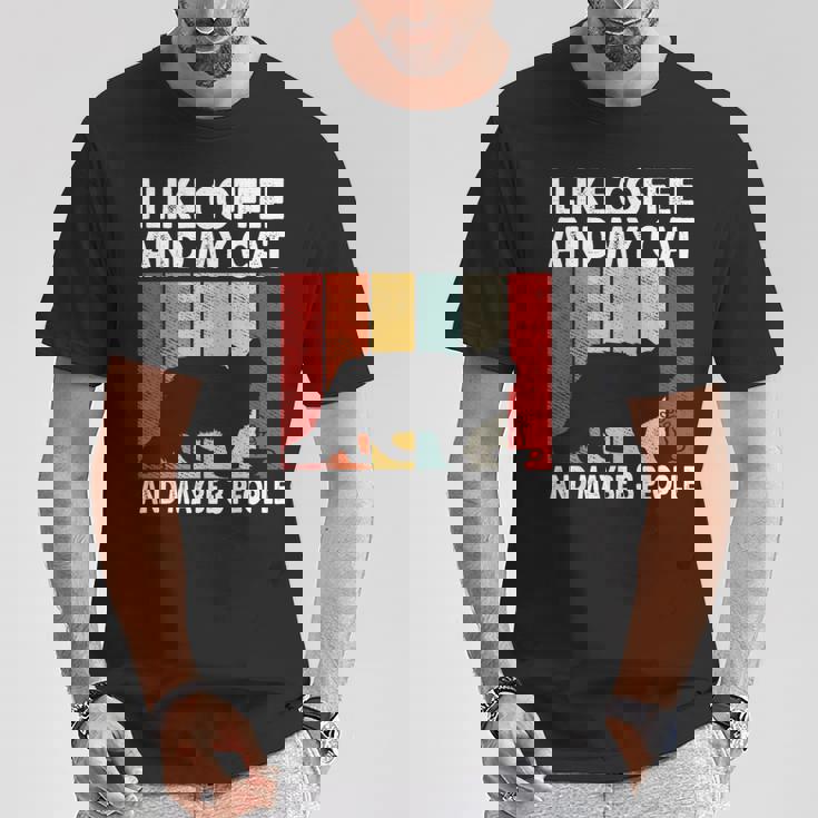 I Like Coffee And My Cat Maybe 3 People Siberian Cat Lover Camiseta unisex Regalos divertidos