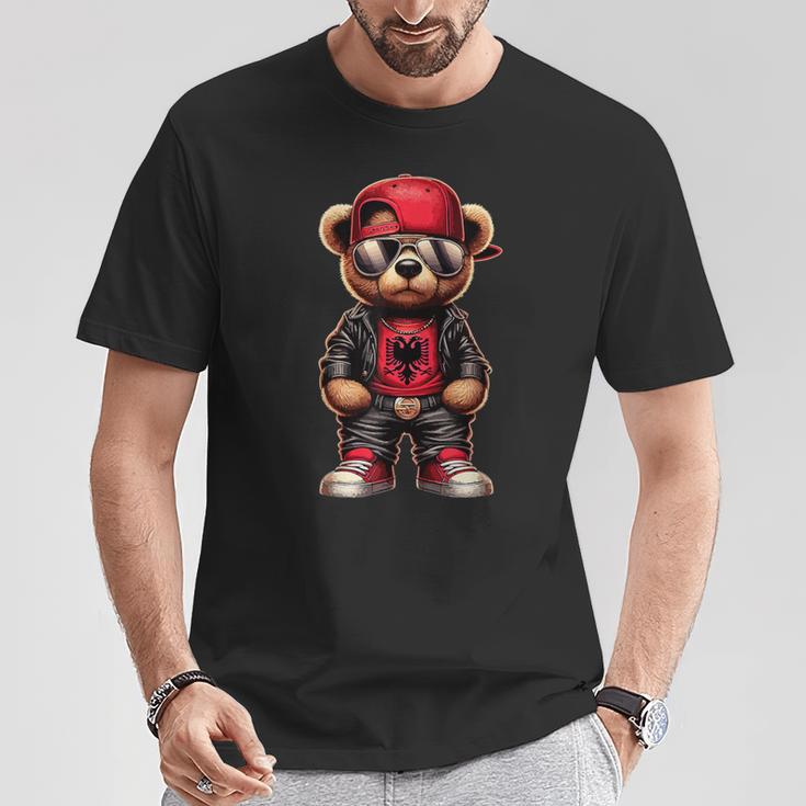 Cool Albanian Teddy Bear Albania Flag Outfit Street T-Shirt Lustige Geschenke