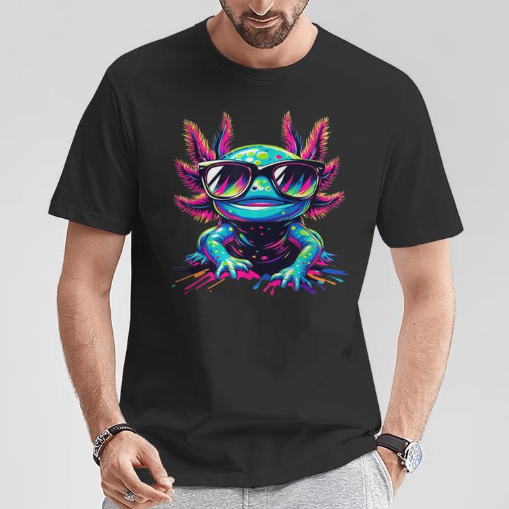 Cool Axolotl With Sunglasses Colourful Motif Axolotl T-Shirt Lustige Geschenke