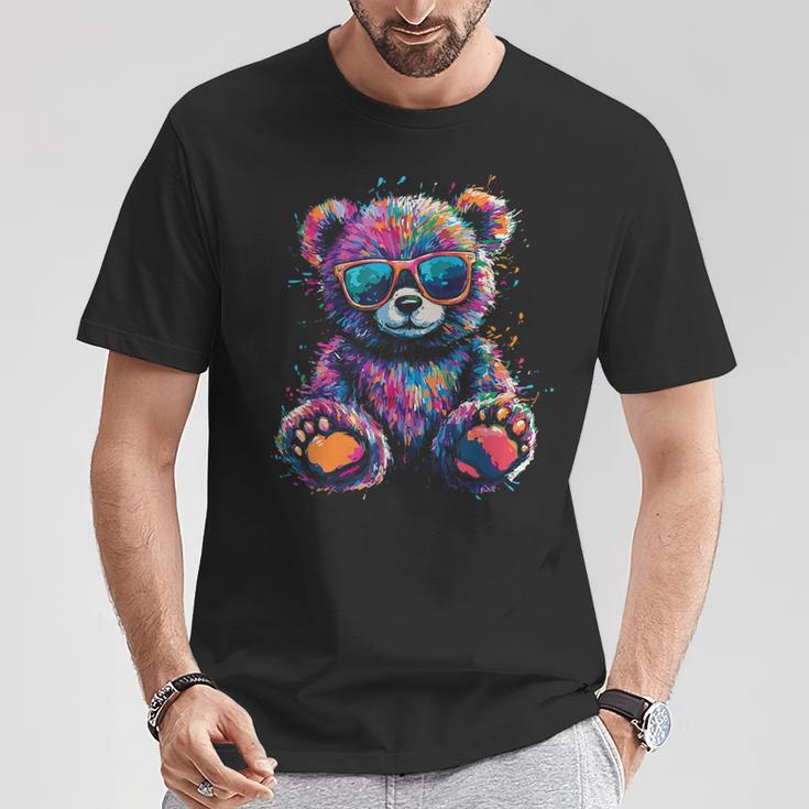 Cooler Bunter Bär Mit Sonnenbrille T-Shirt Lustige Geschenke