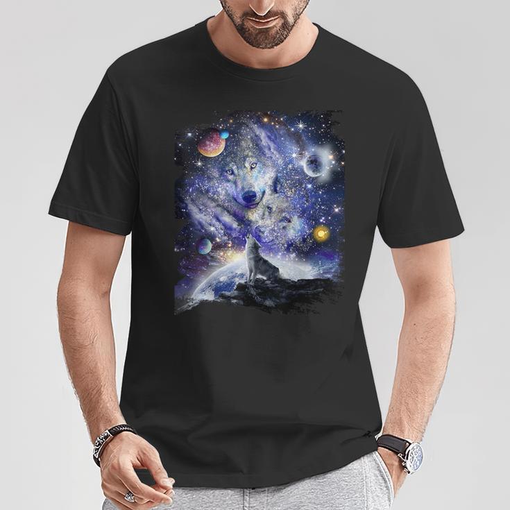 Cosmic Space Wolf Wolves Family Howling Constellation T-Shirt Lustige Geschenke