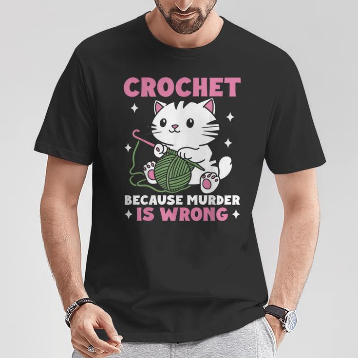 Crochet Because Murder Is Wrong Cat Knits T-Shirt Unique Gifts Crochet Because Murder Is Wrong Cat Knits T-Shirt Unique Gifts