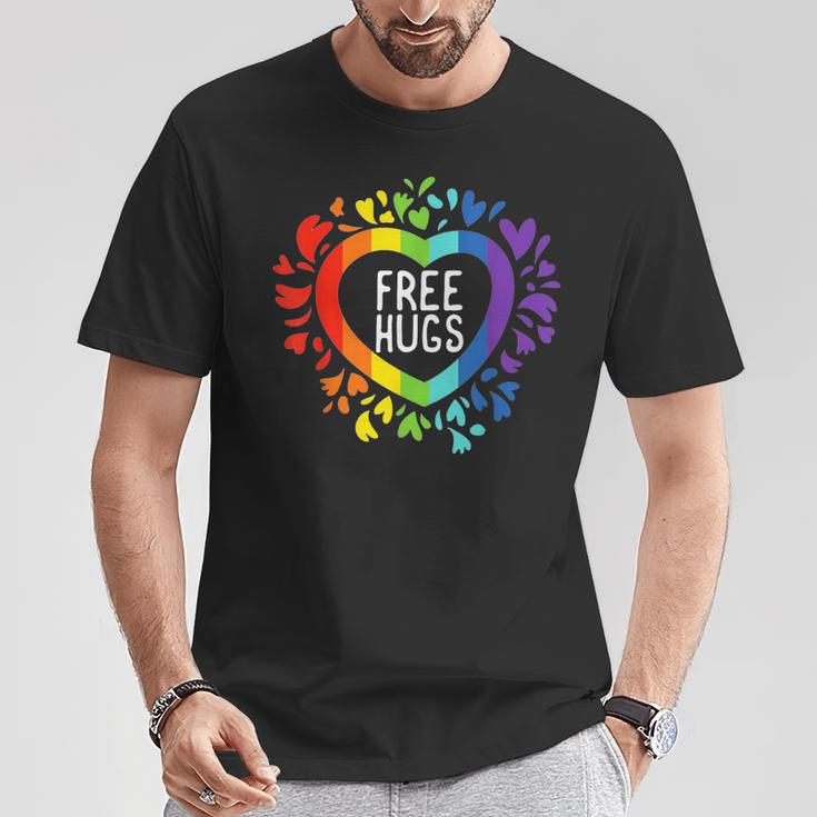 Csd Free Hugs Rainbow Love Lgbt Gay Pride T-Shirt Lustige Geschenke