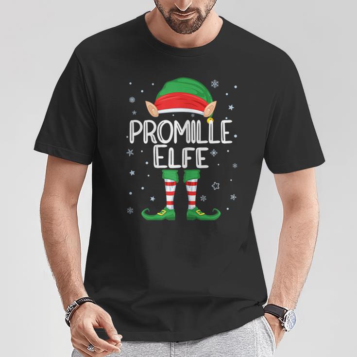 Damen Promille Elfe Kostüm Weihnachten Partnerlook Feiern Lustig T-Shirt Lustige Geschenke