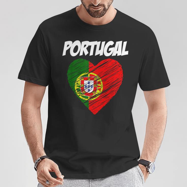 De La Bandera Del Corazón De Portugal I Love Portugal Camiseta unisex Regalos divertidos