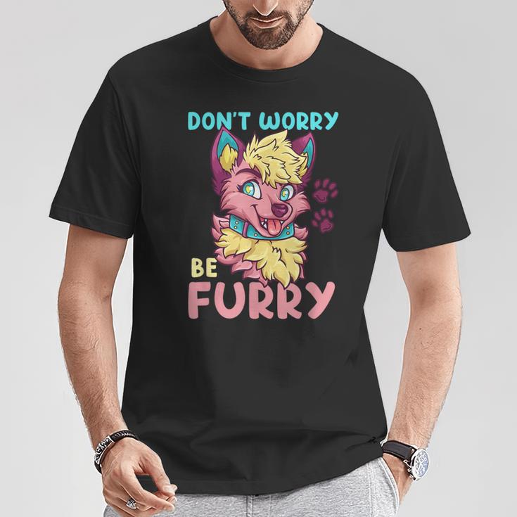 Don't Worry Be Furry I Furry Fandom Cosplay T-Shirt Lustige Geschenke