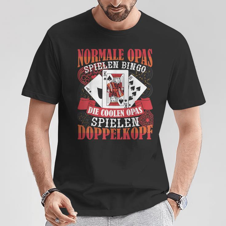 Double Head Grandpa Normal Grandpa Playing Bingo T-Shirt Lustige Geschenke