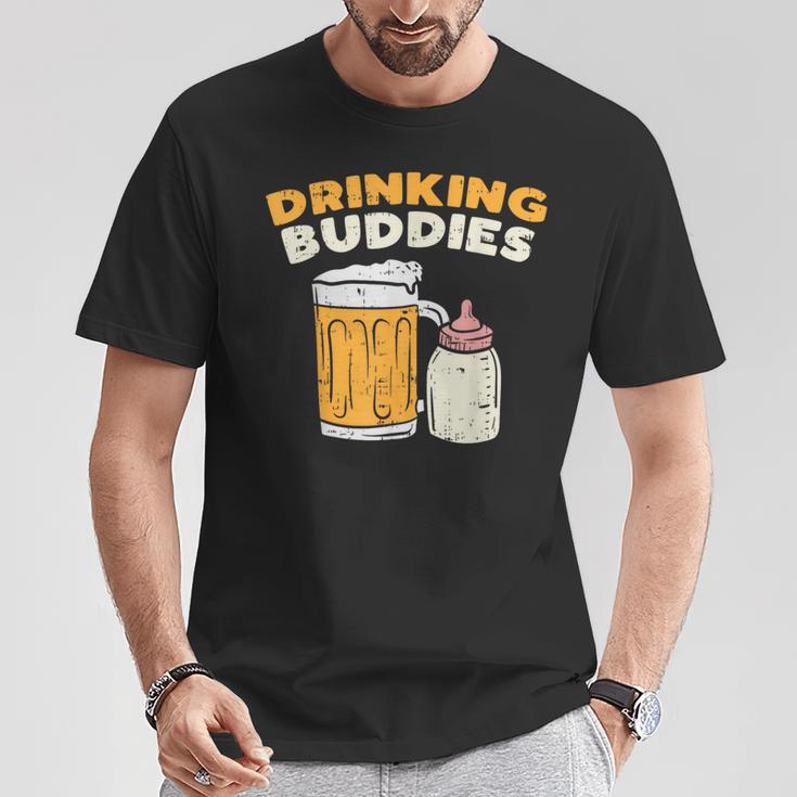 Drinkin Buddies Baby Bottle Son And Dad Matching Fathers Day T-Shirt Lustige Geschenke