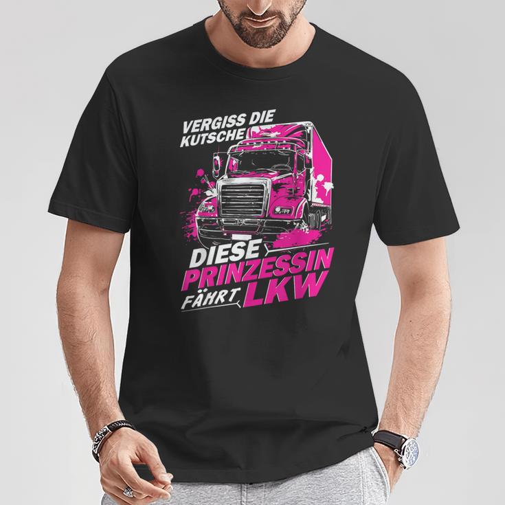 Echte Frauen Fahren Einen Großen Dienstwagen Lkw Fahrerin T-Shirt Lustige Geschenke