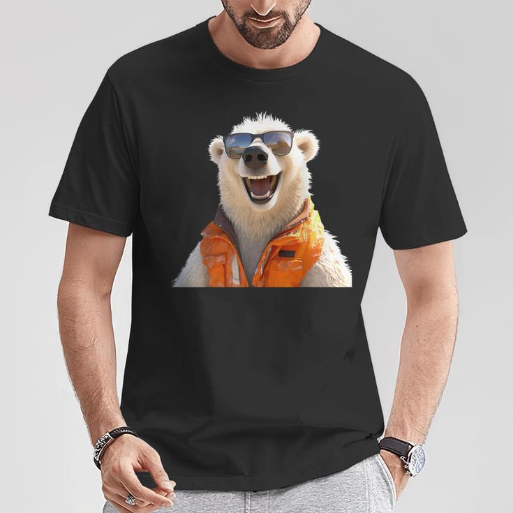 Eisbär Mit Sonnenbrille Tierliebhaber Bären Süßes Eisbären T-Shirt Lustige Geschenke