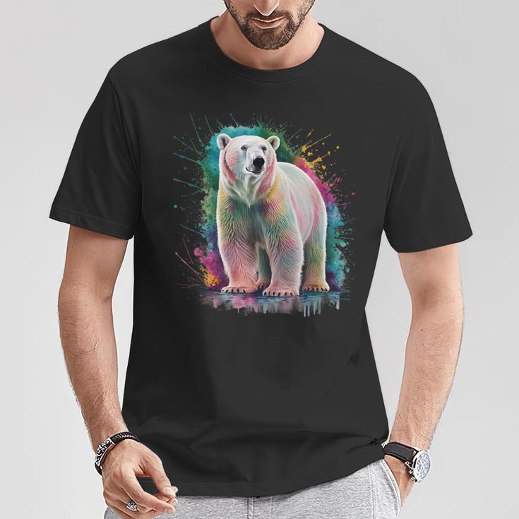 Eisbär Women's Colourful Watercolour Polar Bear T-Shirt Lustige Geschenke