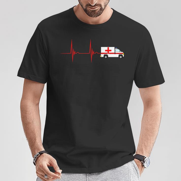 Emergency Car Heartbeat Ekg Pulse Ambulance Driver Rescuer T-Shirt Lustige Geschenke