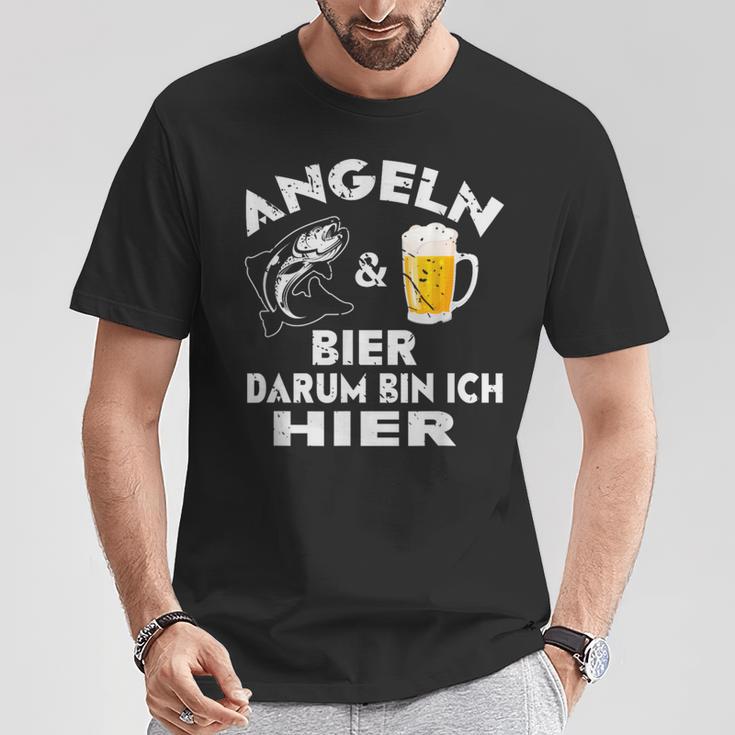 Fisch&Bier Darum Bin Ich Hier Angler T-Shirt Lustige Geschenke