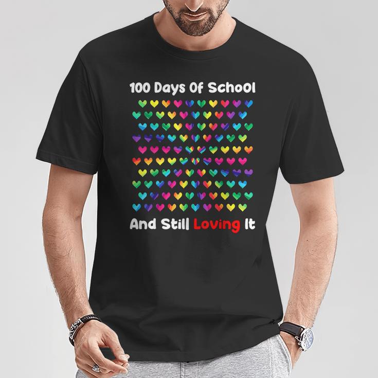 100 Jours D'école Et Toujours Aimer Ça Hearts 100E Jour T-Shirt Cadeaux drôles