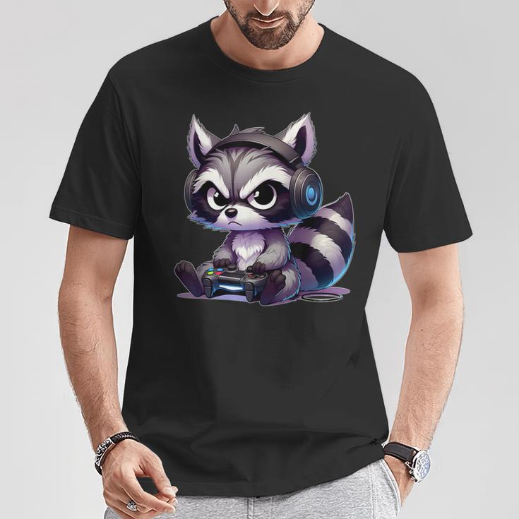 Angry Raccoon Gamerideo Games Lover T-Shirt Lustige Geschenke