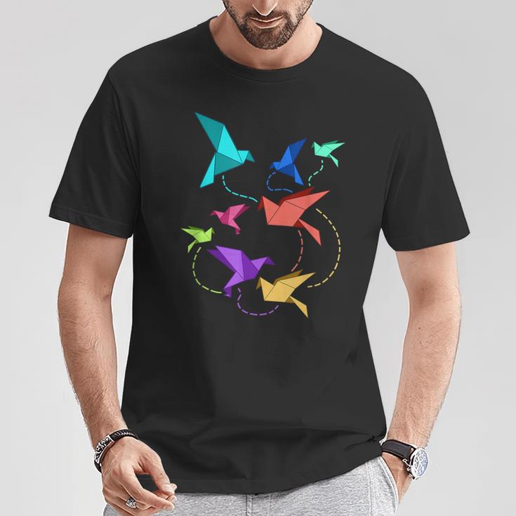 Origami Birds Pleated Kirigami Paper Crane Bird T-Shirt Lustige Geschenke