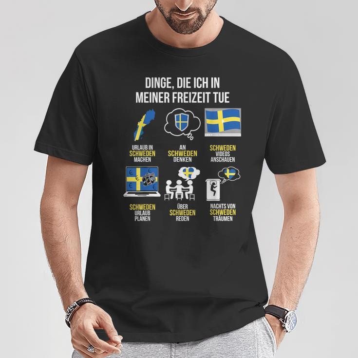 Saying Dinge Die Ich In Der Freizeit Tue Sweden T-Shirt Lustige Geschenke