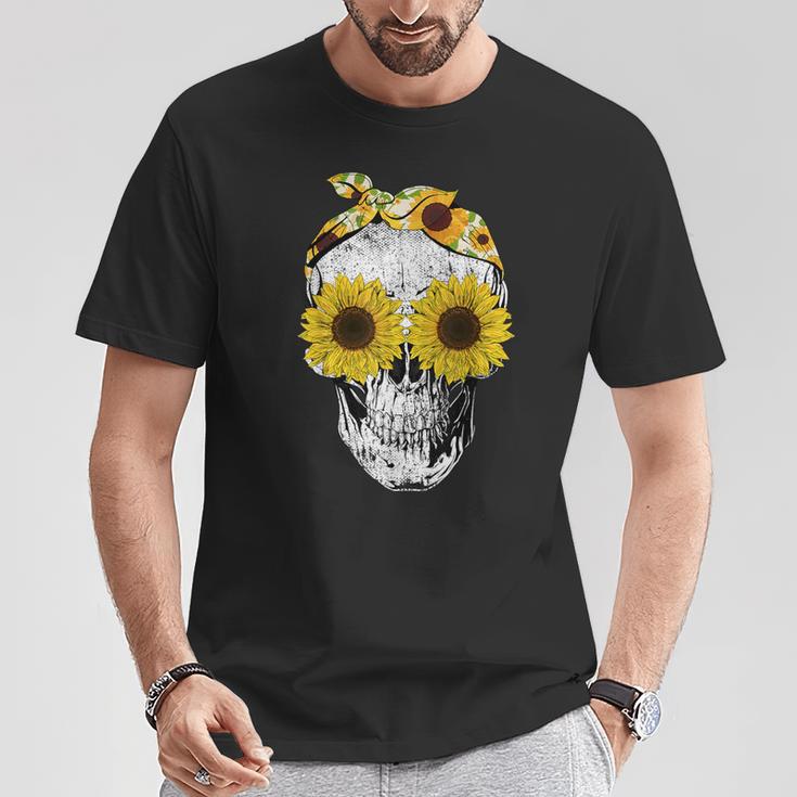 Skull Sunflower Skeleton Bandana Sunflower Skull T-Shirt Lustige Geschenke