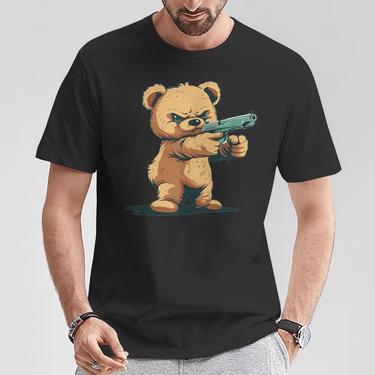 Teddy Bear With Gun For Gun Lovers T-Shirt Lustige Geschenke