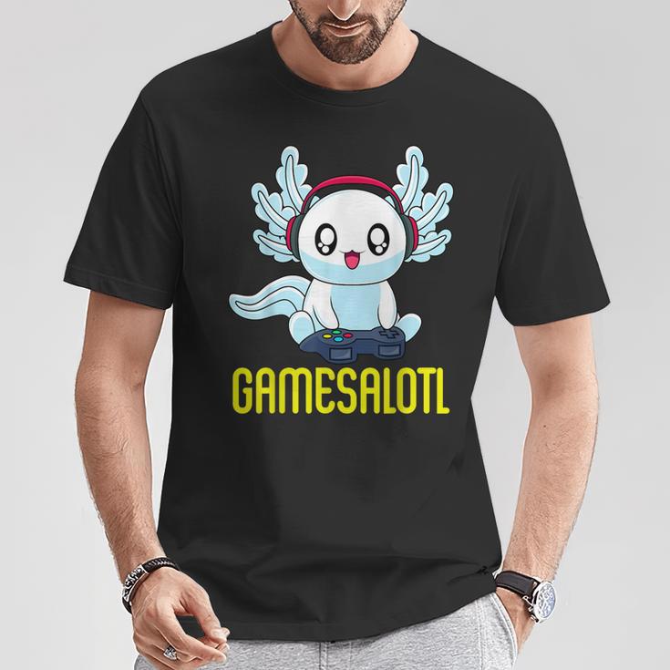 Gamesalotl Gamesolotl Gamer Gaming Axolotl Playsalotl T-Shirt Lustige Geschenke