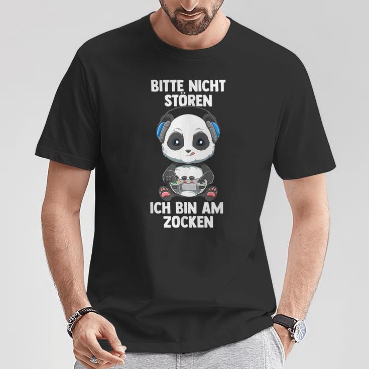 Gaming Panda Bitte Nicht Stören Ich Bin Am Zocken T-Shirt Lustige Geschenke