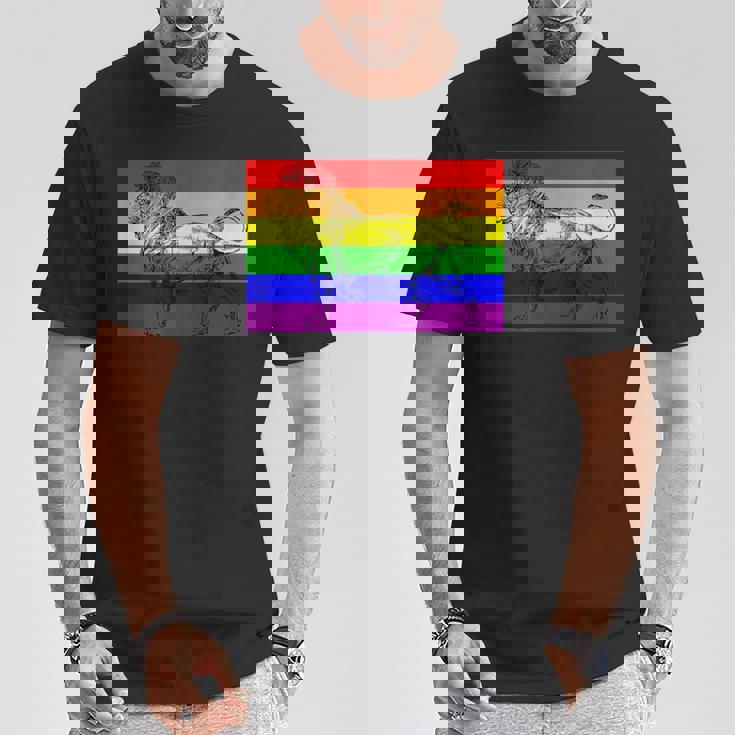 Gay Lion Pride Flag Rainbow Queer Lion T-Shirt Unique Gifts
