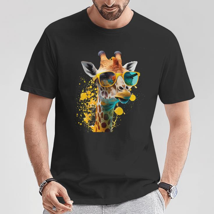 Giraffe Sonnenbrille Urlaub Sonne Natur Urlauber Dschungel T-Shirt Lustige Geschenke