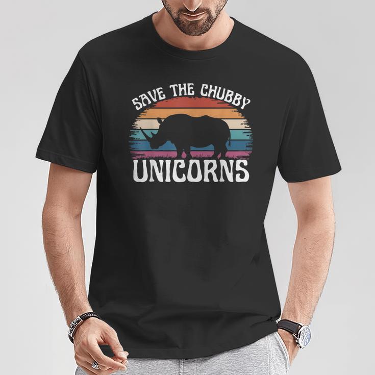 Guardar Los Unicornios Gorditosintage Rinoceronte Derechos Animales Divertido Camiseta unisex Regalos divertidos